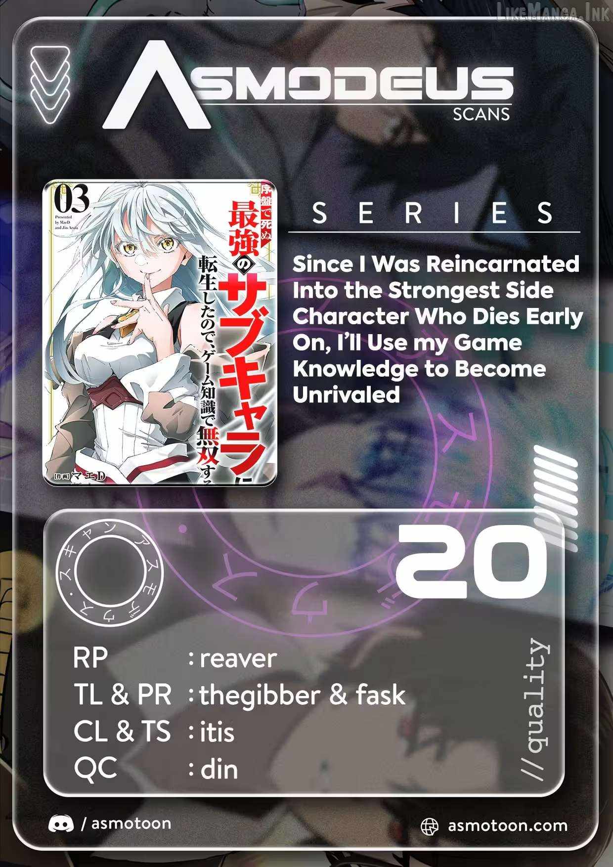 Since I Was Reincarnated Into the Strongest Side Character Who Dies Early On, I’ll Use my Game Knowledge to Become Unrivaled Chapter 20 - Page 1